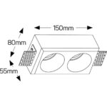 Γύψινο τετράγωνο spot 2xGU10 150x80mm - Image 2