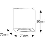 Γύψινο τετράγωνο spot οροφής 1xGU10 70x90mm - Image 2