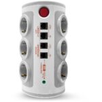 Πολύπριζο 6 θέσεων με διακόπτη 2 USB 1A  RJ11 RJ45
