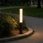 GLOBOSTAR® CYLIS GLB-103-0014 Φωτιστικό Κολωνάκι Κήπου LED 15W 1350lm 360° AC 220-240V Αδιάβροχο IP65 Θερμό Λευκό 2700K - Sanan SMD Chip - Μαύρο Ματ - Μ13 x Π13 x Υ80cm - 3 Χρόνια Εγγύηση - Image 6
