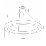 kelvo® RA KLV-101-0369 Κρεμαστό Φωτιστικό Οροφής LED 100W 10000lm 120° AC 220-240V IP20 Ρυθμιζόμενο Λευκό CCT με Χειριστήριο από 2700K έως 6000K Dimmable - Lumileds SMD Chip - Μαύρο Ματ - Μ120 x Π120 x Υ8cm - 3 Χρόνια Εγγύηση - Image 5
