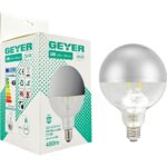 Λάμπα LED Αντεστραμμένου καθρέφτη ασημί G125  6W E27 2700K 480lm dim - Image 3