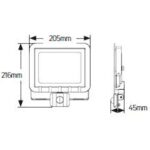 Προβολέας LED 50W 6500K 4250lm IP44 μαύρος με αισθητήρα κίνησης - Image 2