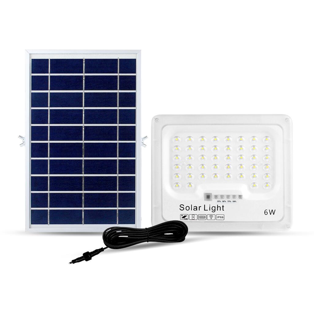 LSL-06A_0 LED Ηλιακόs Προβολέας με τηλεχειριστήριο 6W 6500K 1030lm IP65 λευκός - Image 1