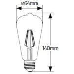 Λάμπα LED Vintage ST64 6W E27 2000K 500lm dim - Image 2