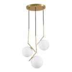GLOBOSTAR® MONROE 00953 Μοντέρνο Κρεμαστό Φωτιστικό Οροφής με Ντουί 3 x E27 AC 220-240V IP20 - Χρυσό & Λευκό - Μ60 x Π60 x Υ50cm - Image 2