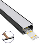 GLOBOSTAR® ALP-LINEAR VEXTA 70825-3M Επιφανειακό Προφίλ Αλουμινίου με Λευκό Γαλακτερό Πατητό Κάλυμμα για Ταινίες LED IP20 - Μαύρο & Λευκό - Μ300 x Π3 x Υ2cm - Πακέτο 5 Τεμαχίων - Image 2