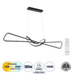 GLOBOSTAR® DOLORES 61279 Μοντέρνο Κρεμαστό Φωτιστικό Οροφής LED 105W 11760lm 300° AC 220-240V IP20 Ρυθμιζόμενο Λευκό CCT με Χειριστήριο από 2700K έως 6000K Dimmable - Lumileds SMD Chip - Μαύρο Ματ - Μ110 x Π17 x Υ17.5cm - 3 Χρόνια Εγγύηση - Image 2