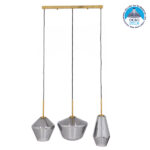 GLOBOSTAR® AMARIS 00975 Μοντέρνο Κρεμαστό Φωτιστικό Οροφής με Ντουί 3 x E27 AC 220-240V IP20 - Χρυσό & Ασημί - Μ75 x Π30 x Υ30cm