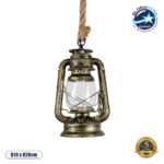 GLOBOSTAR® BARBAROSSA 01705 Vintage Κρεμαστό Φωτιστικό Οροφής με Ντουί 1 x E27 AC 220-240V IP20 - Μπρούτζινο - Μ18 x Π18 x Υ28cm