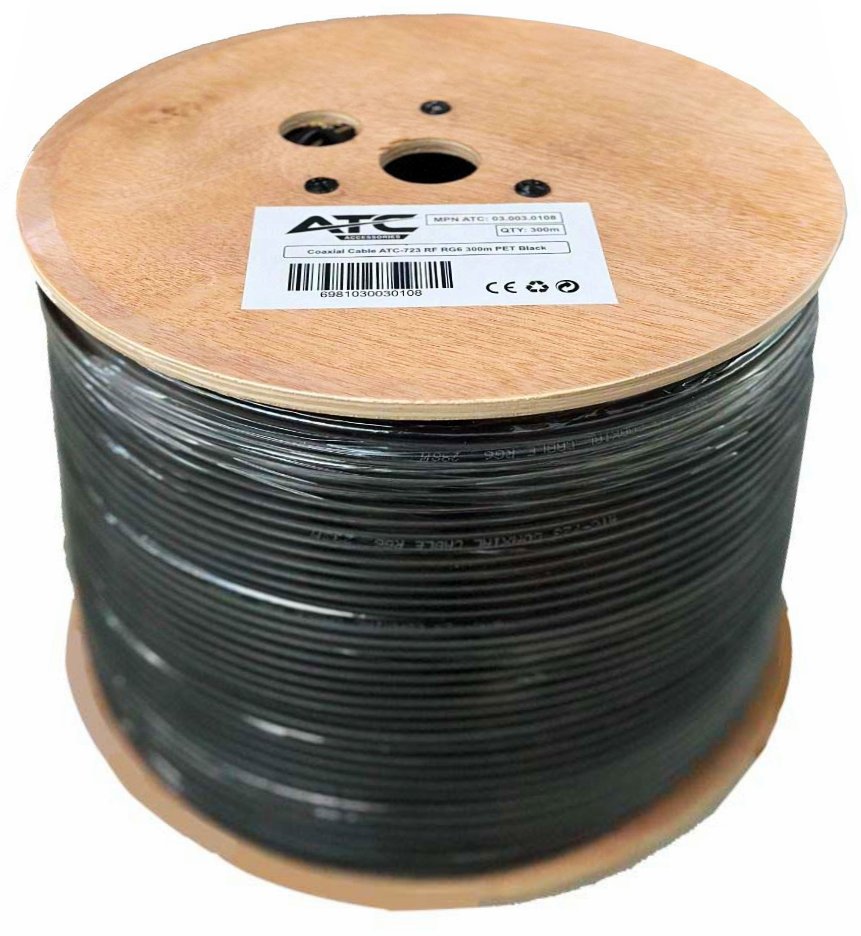 07_atc-723_rg6_300_pet_1_ ATC Στροφείο RF ATC-723 RG6 300μ PET Μαύρο - Image 1