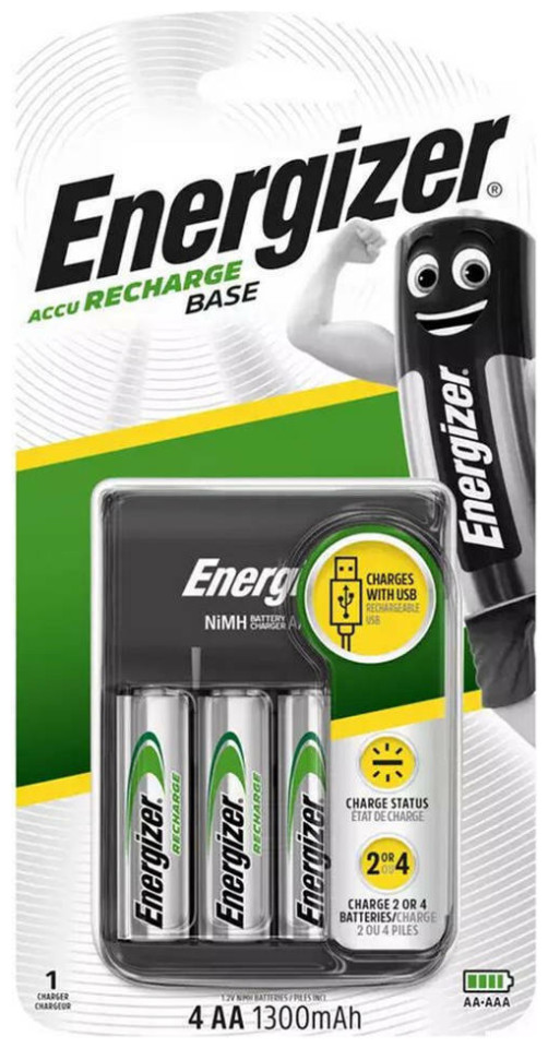 12131231432 Energizer Base Φορτιστής Μπαταριών Ni-MH με 4 x R6/AA Μπαταρίες 1300 mAh - Image 1