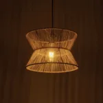 GLOBOSTAR® UPCONE 205-0055 Boho Κρεμαστό Φωτιστικό Οροφής με Ντουί 1 x E27 AC 220-240V IP20 - Μπεζ - M30 x Π30 x Υ21cm - Image 3