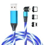 Redpoint ΜΑΓΝΗΤΙΚΟ ΚΑΛΩΔΙΟ USB ΦΩΤΙΖΟΜΕΝΟ 3 ΣΕ 1 (A ΣΕ C, MICRO, LIGHTNING) 1m ΜΠΛΕ (ΠΡΟΕΛΕΥΣΗ ΚΙΝΑ) - Image 3