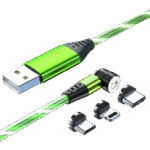 Redpoint ΜΑΓΝΗΤΙΚΟ ΚΑΛΩΔΙΟ USB ΦΩΤΙΖΟΜΕΝΟ 3 ΣΕ 1 (A ΣΕ C, MICRO, LIGHTNING) 1m ΠΡΑΣΙΝΟ (ΠΡΟΕΛΕΥΣΗ ΚΙΝΑ) - Image 3