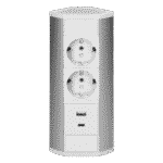 Redpoint 9039W-G ΛΕΥΚΟ/ΑΣΗΜΙ ΠΟΛΥΠΡΙΖΟ ΓΩΝΙΑΚΟ ΜΕ 2 ΣΟΥΚΟ + 2USB (A+C)+ 0,6m ΚΑΛΩΔΙΟ ORNO - Image 2