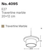 InLight Κρεμαστό φωτιστικό γκρι από travertine marble 1XΕ27 D:20 x 12cm (4095) - Image 2