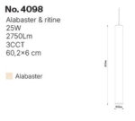 Inlight Κρεμαστό φωτιστικό, Alabaster, 25W, 2750 lm, 3CCT (by switch on base)D:6X60cm(4098) - Image 2