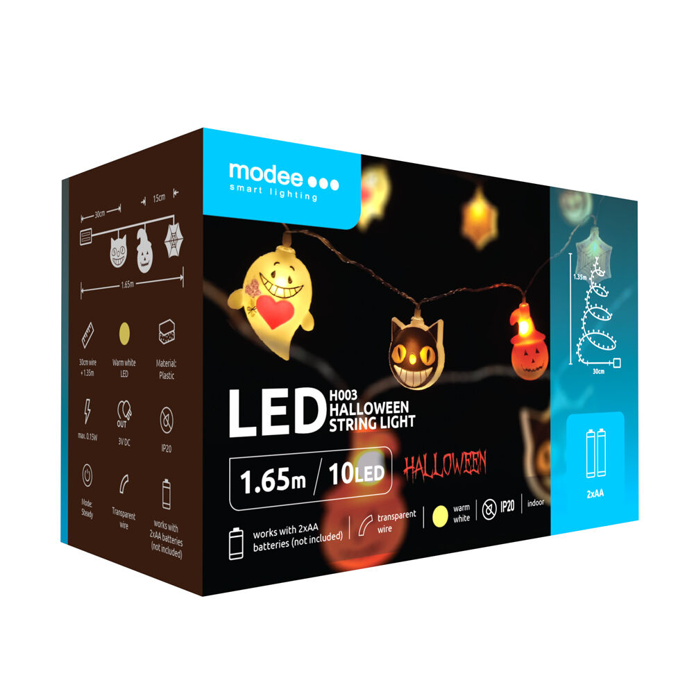 59_1 Διακοσμητική Γιρλάντα LED Modee Halloween με Μοτίβο Τεράτων (165cm/15cm) – Θερμό Λευκό Φως - Image 1