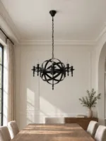 GLOBOSTAR® ESTELLE 999-0268 Vintage Κρεμαστό Φωτιστικό Οροφής με Ντουί 8 x E14 AC 220-240V IP20 - Μαύρο - Μ65 x Π65 x Y50cm - Image 2