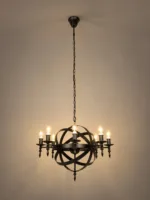 GLOBOSTAR® ESTELLE 999-0268 Vintage Κρεμαστό Φωτιστικό Οροφής με Ντουί 8 x E14 AC 220-240V IP20 - Μαύρο - Μ65 x Π65 x Y50cm - Image 3