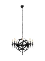 GLOBOSTAR® ESTELLE 999-0268 Vintage Κρεμαστό Φωτιστικό Οροφής με Ντουί 8 x E14 AC 220-240V IP20 - Μαύρο - Μ65 x Π65 x Y50cm - Image 4