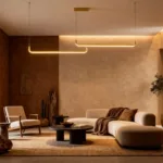 kelvo® LINARIA KLV-101-0260-V2 Κρεμαστό Φωτιστικό Οροφής LED 72W 7200lm 180° AC 220-240V IP20 Ρυθμιζόμενο Λευκό CCT με Χειριστήριο από 2700K έως 6000K Dimmable - Lumileds SMD Chip - Σατινέ Χρυσό Βούρτσας - Μ212 x Π4 x Υ20cm - 3 Χρόνια Εγγύηση