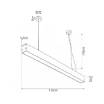 kelvo® ORION KLV-101-0364 Γραμμικό Κρεμαστό Φωτιστικό Οροφής LED 72W 7200lm 120° AC 220-240V IP20 Ρυθμιζόμενο Λευκό CCT με Χειριστήριο από 2700K έως 6000K Dimmable - Lumileds SMD Chip - Σατινέ Χρυσό Βούρτσας - Μ120 x Π5 x Υ7cm - 3 Χρόνια Εγγύηση - Image 5