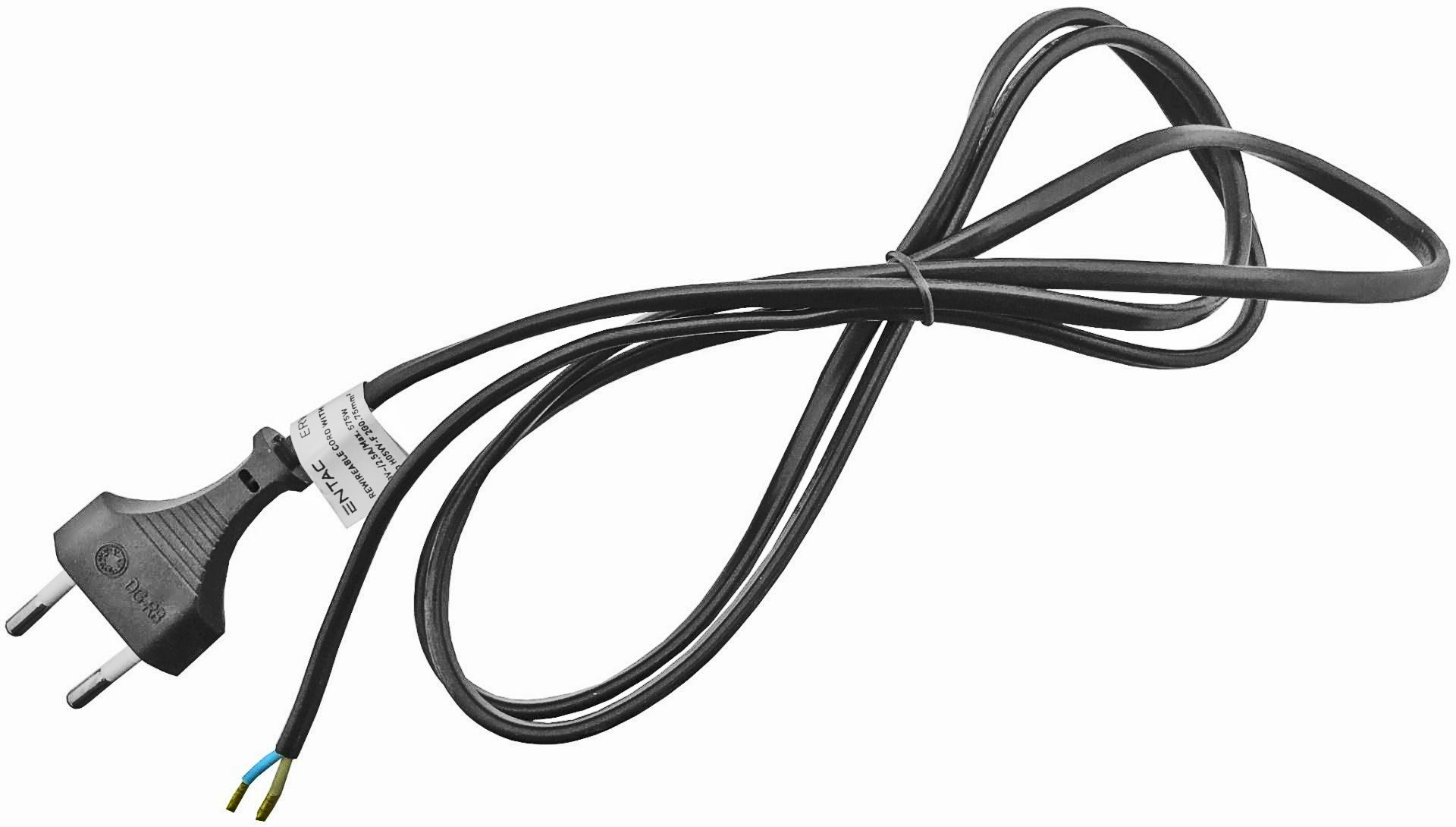 _erwc2g-15-b_entac-szerelheto-halozati-kabel-2g075-15m-dugvillaval-fekete Entac Καλώδιο Τροφοδοσίας Διπολικό 2G0.75 1.5m Μαύρο - Image 1