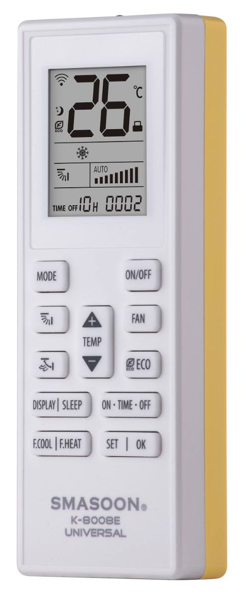 k-8008e-_1-__10 SMASOON K-8008E Universal Τηλεχειριστήριο Κλιματισμού Κίτρινο - Image 1