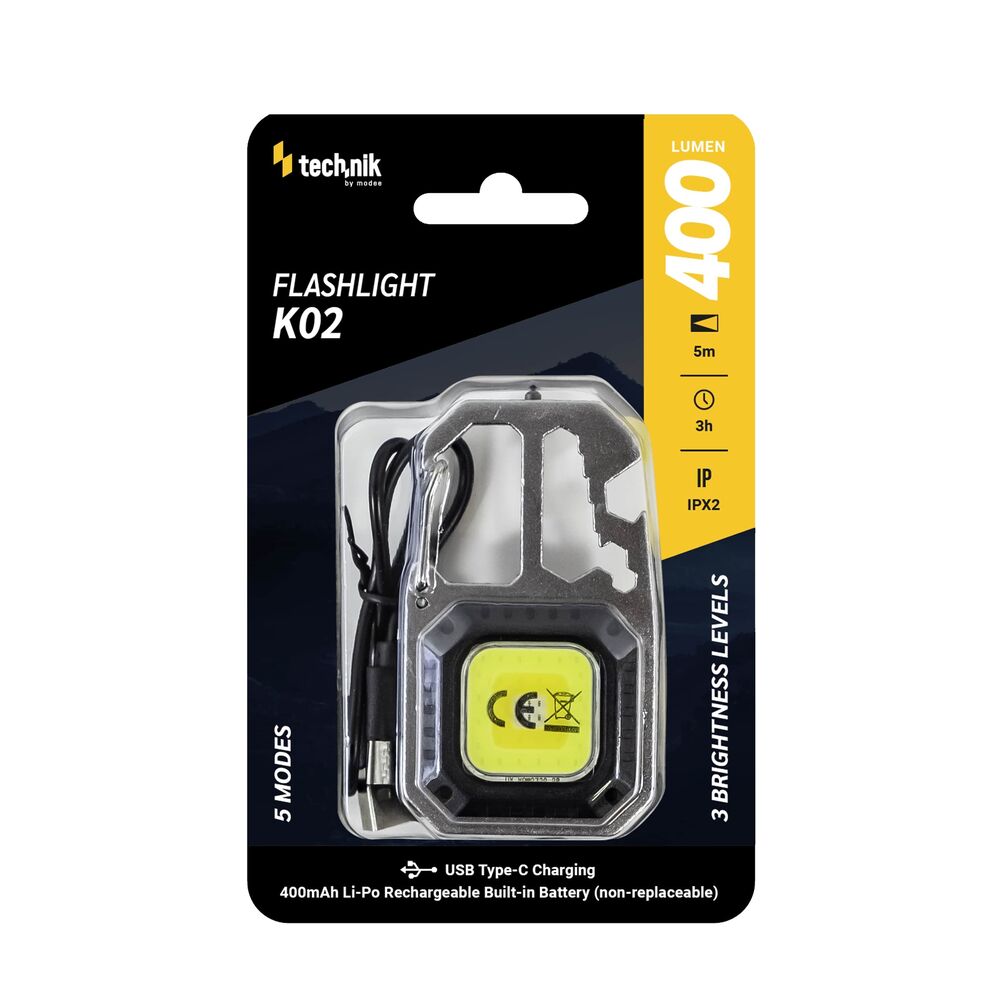media-1736777782057 Technik Φακός K02 COB LED Επαναφορτιζόμενος USB-C με Ενσωματομένη Μπαταρία 400lm - Image 1