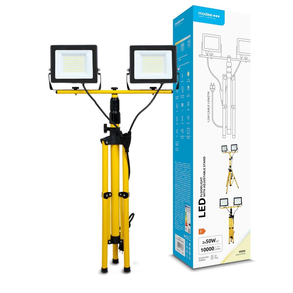 media-1751552714979 Modee LED Προβολέας με Stand Floodlight with Stand 2x50W 120° 4000K ERP 10.000 Lumens - Image 1