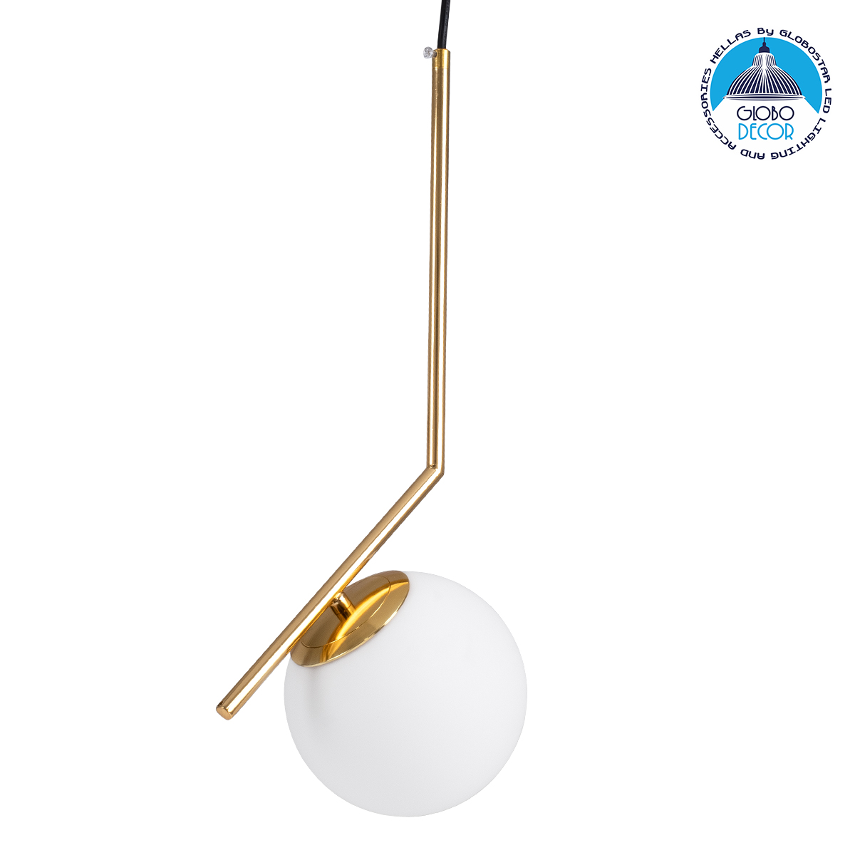 00958_1 GLOBOSTAR® MONROE 00958 Μοντέρνο Κρεμαστό Φωτιστικό Οροφής με Ντουί 1 x E27 AC 220-240V IP20 - Χρυσό & Λευκό - Μ15 x Π15 x Υ49cm - Image 1