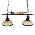 GLOBOSTAR® BILLIARD 00972 Vintage Κρεμαστό Φωτιστικό Οροφής με Ντουί 2 x E27 AC 220-240V IP20 - Mαύρο & Μελί - Μ71 x Π25 x Υ30cm - Image 5