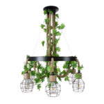 GLOBOSTAR® HELLET 01193 Vintage Κρεμαστό Φωτιστικό Οροφής με Ντουί 6 x E27 AC 220-240V IP20 - Μαύρο & Πράσινο - Μ72 x Π72 x Υ80cm - Image 4