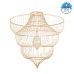 GLOBOSTAR® HIBISCUS 01781 Boho Κρεμαστό Φωτιστικό Οροφής με Ντουί 1 x E27 AC 220-240V IP20 - Μπεζ - Μ100 x Π100 x Υ100cm