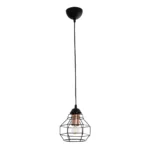 GLOBOSTAR® BUR 204-0180 Μοντέρνο Κρεμαστό Φωτιστικό Οροφής Μονόφωτο 1 x E27 AC 220-240V IP20 Μαύρο - Μ16 x Π16 x Υ19cm - Image 3