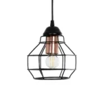 GLOBOSTAR® BUR 204-0180 Μοντέρνο Κρεμαστό Φωτιστικό Οροφής Μονόφωτο 1 x E27 AC 220-240V IP20 Μαύρο - Μ16 x Π16 x Υ19cm - Image 4