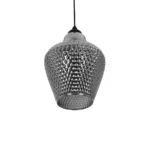 GLOBOSTAR® SKLO 206-0024 Μοντέρνο Κρεμαστό Φωτιστικό Οροφής με Ντουί 1 x E27 AC 220-240V IP20 - Μαύρο Φιμέ - Μ22 x Π22 x Υ31cm - Image 6