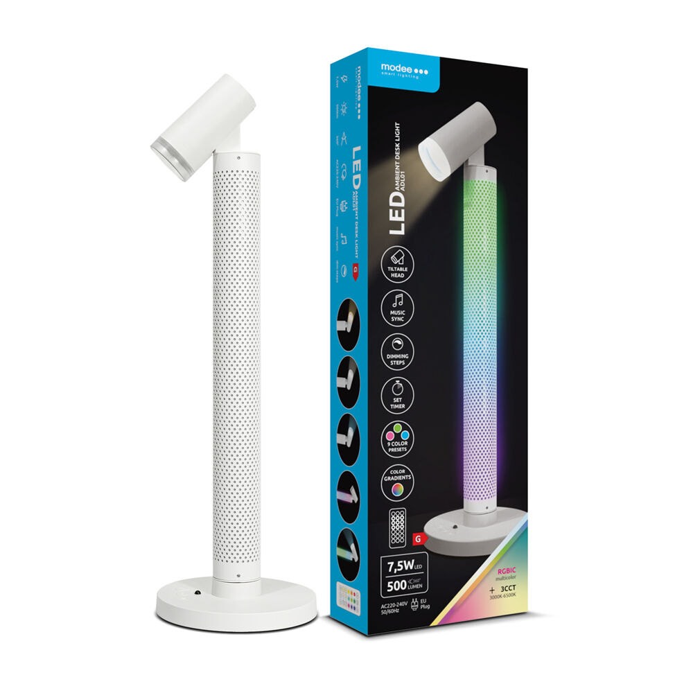 40_3_4_1 Επιτραπέζιο Φωτιστικό LED Modee 7,5W 3CCT + RGB + Τηλεχειριστήριο ,Λευκό - Image 1