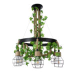 GLOBOSTAR® HELLET 01193 Vintage Κρεμαστό Φωτιστικό Οροφής με Ντουί 6 x E27 AC 220-240V IP20 - Μαύρο & Πράσινο - Μ72 x Π72 x Υ80cm - Image 2