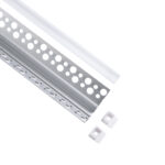 GLOBOSTAR® ALP-PLASTERIN GYPSO 70836-3M Χωνευτό Προφίλ Αλουμινίου Ειδικό για Εσωτερική Γωνία Γυψοσανίδας με Λευκό Γαλακτερό Πατητό Κάλυμμα για Ταινίες LED IP20 - Ασημί & Λευκό - Μ300 x Π3.1 x Υ1.3cm - Πακέτο 5 Τεμαχίων - Image 3