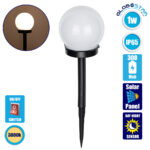 GLOBOSTAR® SFERA 71471 Διακοσμητικό Φωτιστικό Κήπου LED 1W 50lm 240° DC 5V με Φωτοβολταϊκό Panel 5V 0.1W & Επαναφορτιζόμενη Μπαταρία Li-ion 3.2V 300mAh Αδιάβροχο IP65 Θερμό Λευκό 2700K - Μ10 x Π10 x Υ33cm - 2 Χρόνια Εγγύηση - Σετ 2 Τεμαχίων