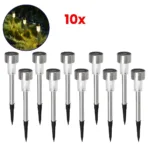 GloboStar® 71521-10 ΣΕΤ 10 Τεμαχίων Αυτόνομα Ηλιακά Φωτιστικά LED SMD 1W 40lm με Ενσωματωμένη Μπαταρία 600mAh - Φωτοβολταϊκό Πάνελ με Αισθητήρα Ημέρας-Νύχτας Αδιάβροχο IP65 Φανάρι Κήπου Στρογγυλό Θερμό Λευκό 2700K