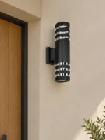 GLOBOSTAR® ORION 77887 Μοντέρνο Φωτιστικό Τοίχου - Απλίκα με Ντουί 2 x GU10 AC 220-240V Αδιάβροχο IP65 - Μαύρο Ματ - Μ9 x Π15 x Υ35.5cm - Image 2