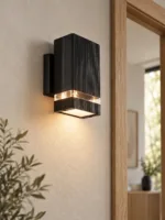 GLOBOSTAR® QUATRO 77896 Μοντέρνο Φωτιστικό Τοίχου - Απλίκα με Ντουί 1 x GU10 AC 220-240V Αδιάβροχο IP65 - Μαύρο Ματ - Μ11 x Π13 x Υ17.5cm