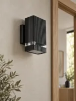 GLOBOSTAR® QUATRO 77896 Μοντέρνο Φωτιστικό Τοίχου - Απλίκα με Ντουί 1 x GU10 AC 220-240V Αδιάβροχο IP65 - Μαύρο Ματ - Μ11 x Π13 x Υ17.5cm - Image 2