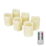 GLOBOSTAR® FIREFLAME 79566 Διακοσμητικό Κερί Παραφίνης με Εφέ Κινούμενης Φλόγας & IR Ασύρματο Χειριστήριο LED 0.5W 25lm 180° DC 3V με 2xAA Μπαταρίες IP20 Θερμό Λευκό 2700K Dimmable - Μπεζ - Μ7.6 x Π7.6 x Υ10cm - Πακέτο 6 Τεμαχίων - 2 Χρόνια Εγγύηση