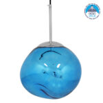 GLOBOSTAR® DIXAR 01463 Μοντέρνο Κρεμαστό Φωτιστικό Οροφής με Ντουί 1 x E27 AC 220-240V IP20 - Μπλε - Μ28 x Π28 x Υ40cm