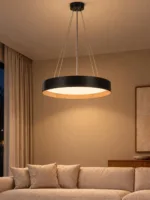 kelvo® RONDO KLV-101-0587 Κρεμαστό Φωτιστικό Οροφής LED 36W 3600lm 120° AC 220-240V IP20 Ρυθμιζόμενο Λευκό CCT με Διακόπτη στο Driver 2700K/4500K/6000K Triac Dimmable - Lumileds SMD Chip & ENEC/TÜV Driver - Μαύρο Ματ & Εφέ Ξύλου - Μ50 x Π50 x Υ7cm - 5 Χρόνια Εγγύηση